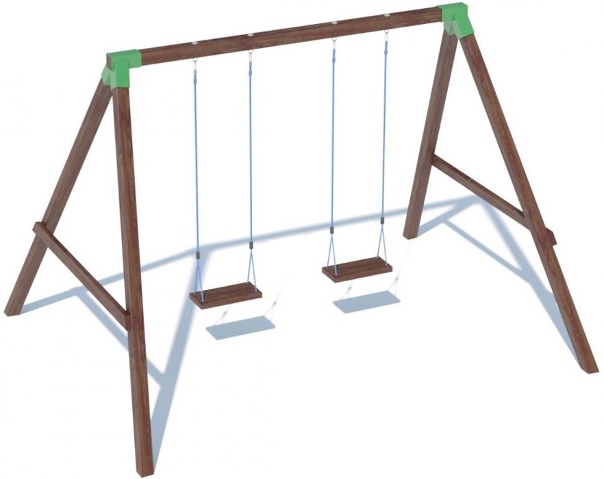 Качели деревянные серия O1 модель 1 с сидениями на канатах